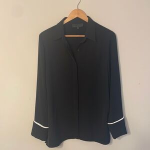 Blaque Label Piped Cuff Detail Button Down Blouse Size Medium